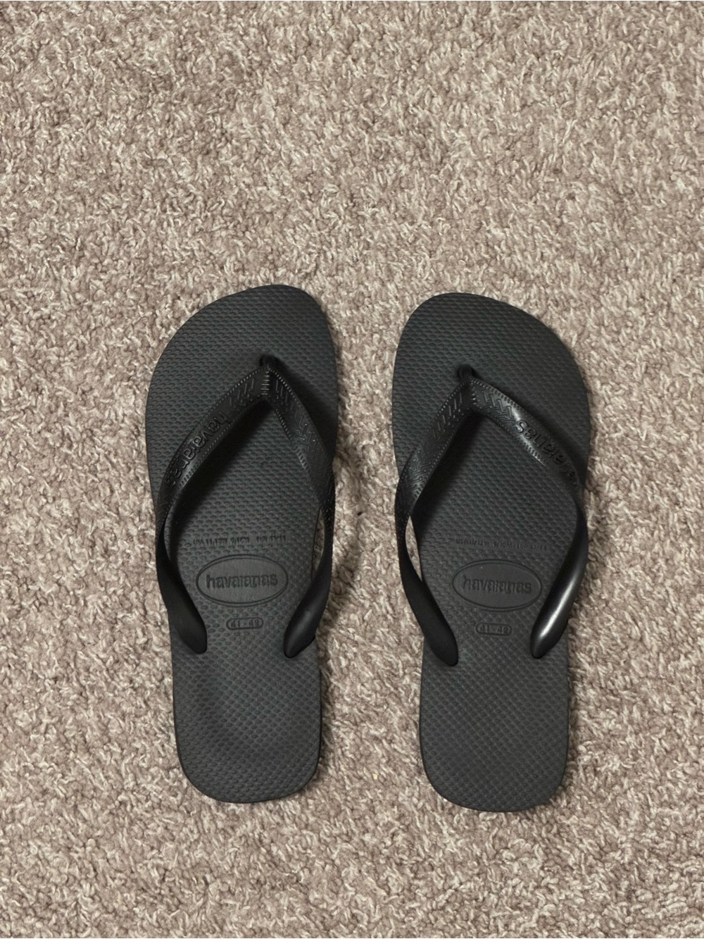 Havaianas Black Rubber Flip Flop Sandals Size 41/42 US Men 9 Women 11